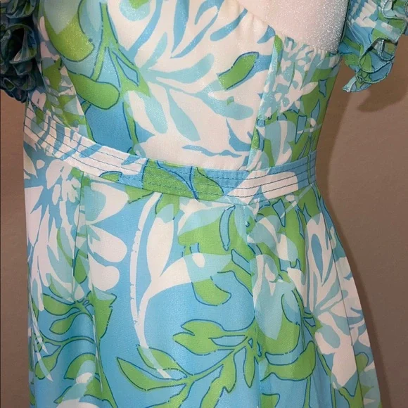 EUC Lilly Pulitzer Chiffon Maxi Ruffle Empire Waist Size 6 - Picture 10 of 16